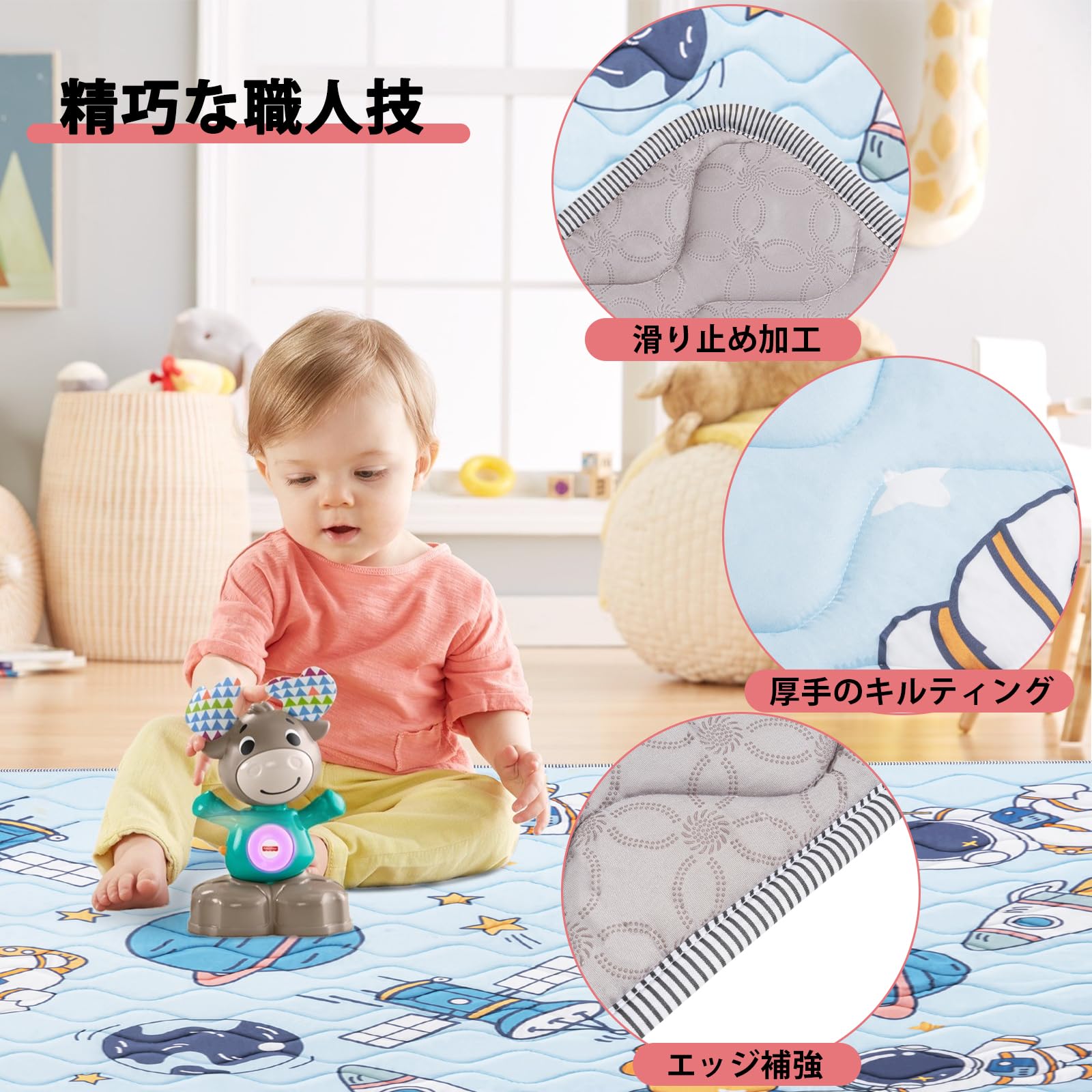 Amazon.co.jp: BQKOZFIN プレイマット ベビーマット 127x127x極厚2cm